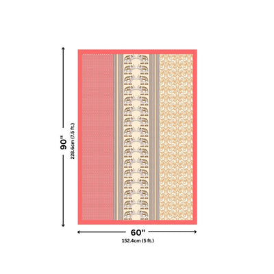 Yellowish Red Traditional Floral Pure Cotton Single BedSheet