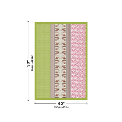 Pinkish Green Traditional Floral Pure Cotton Single BedSheet