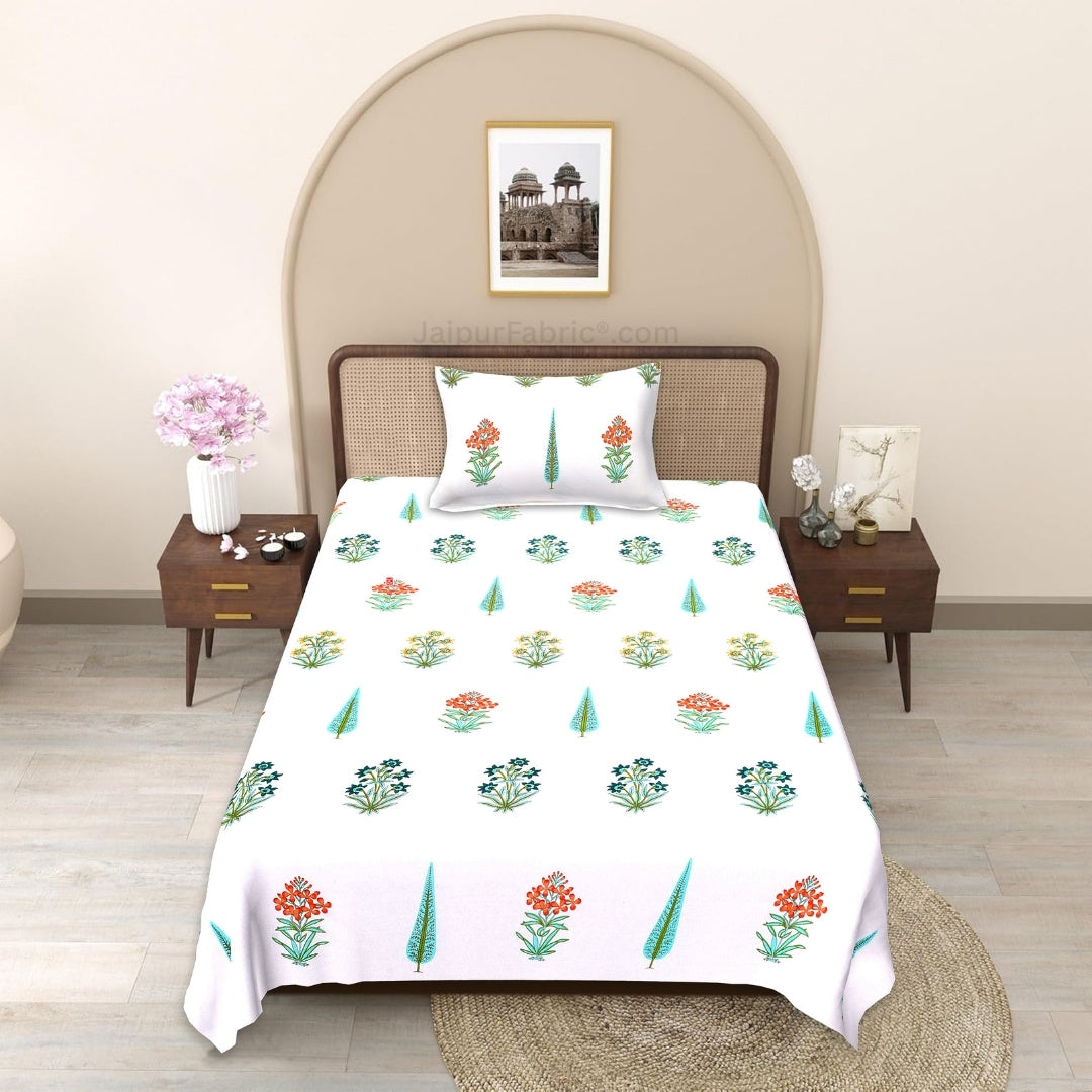 Vibrant Mughal Vahini Block Print Single Bedsheet