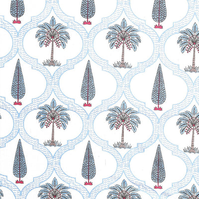 Azure Palm Grove Block Print Single Bedsheet