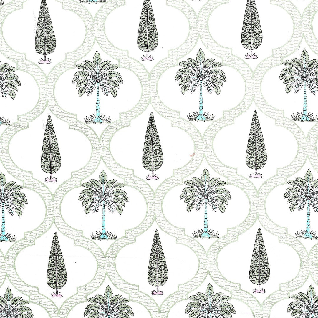 Emerald Oasis Block Print Single Bedsheet