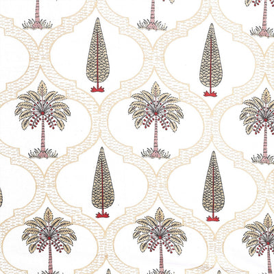 Sepia Sands Palms Block Print Single Bedsheet