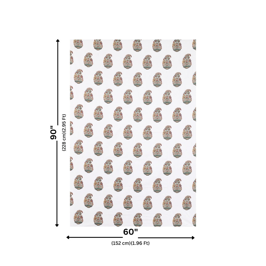 Multicolored Madhavi Paisley Block Print Single Bedsheet