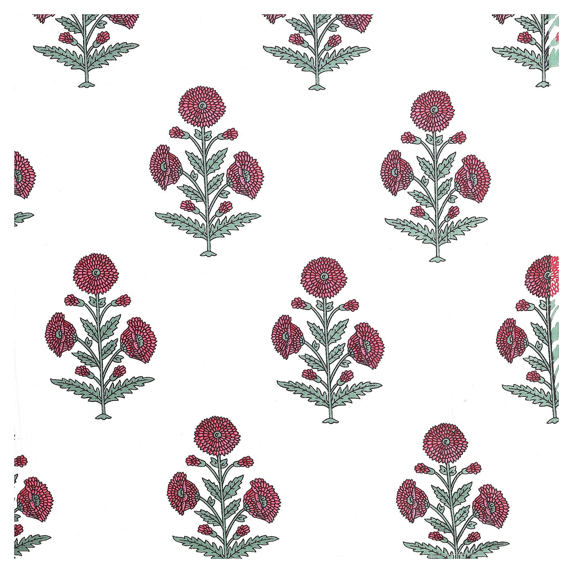 Crimson Gulab Buta Block Print Single Bedsheet