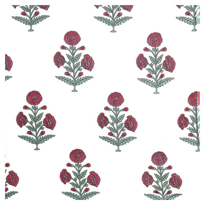 Crimson Gulab Buta Block Print Single Bedsheet
