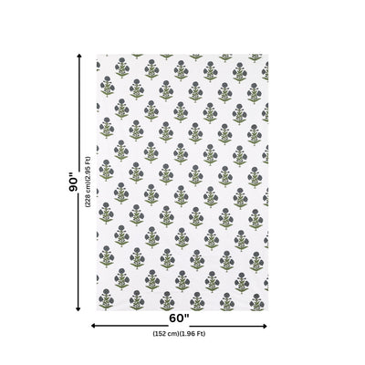 Midnight Bloom Buta Block Print Single Bedsheet