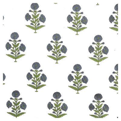 Midnight Bloom Buta Block Print Single Bedsheet