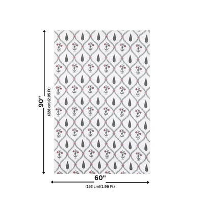 Charcoal Vine Lattice Block Print Single Bedsheet