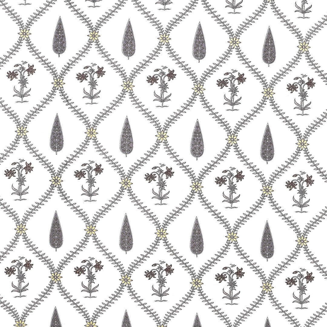 Charcoal Vine Lattice Block Print Single Bedsheet