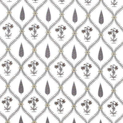 Charcoal Vine Lattice Block Print Single Bedsheet