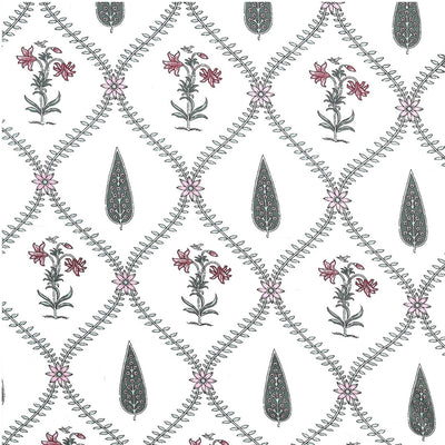 Dusty Rose Trellis Block Print Single Bedsheet