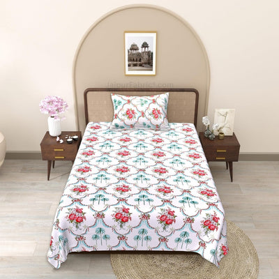 Paradise Rose Arch Block Print Single Bedsheet