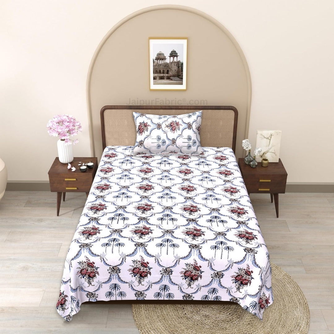 Vintage Indigo Arch Block Print Single Bedsheet