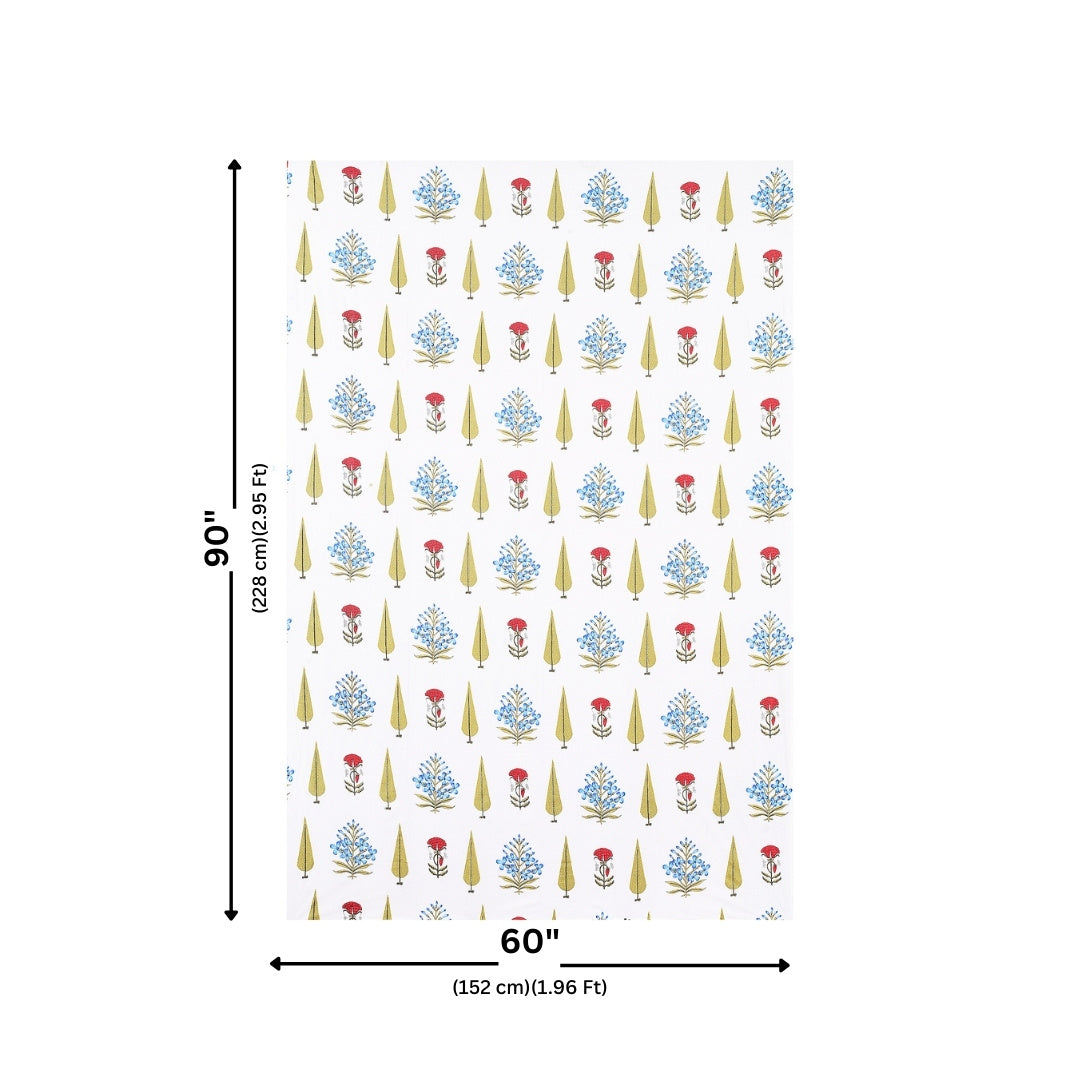 Golden Sarv & Marigold Block Print Single Bedsheet