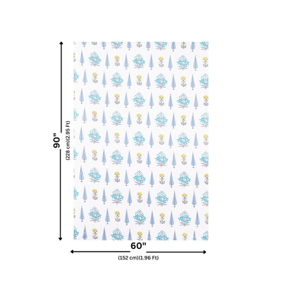 Azure Cypress Grove Block Print Single Bedsheet