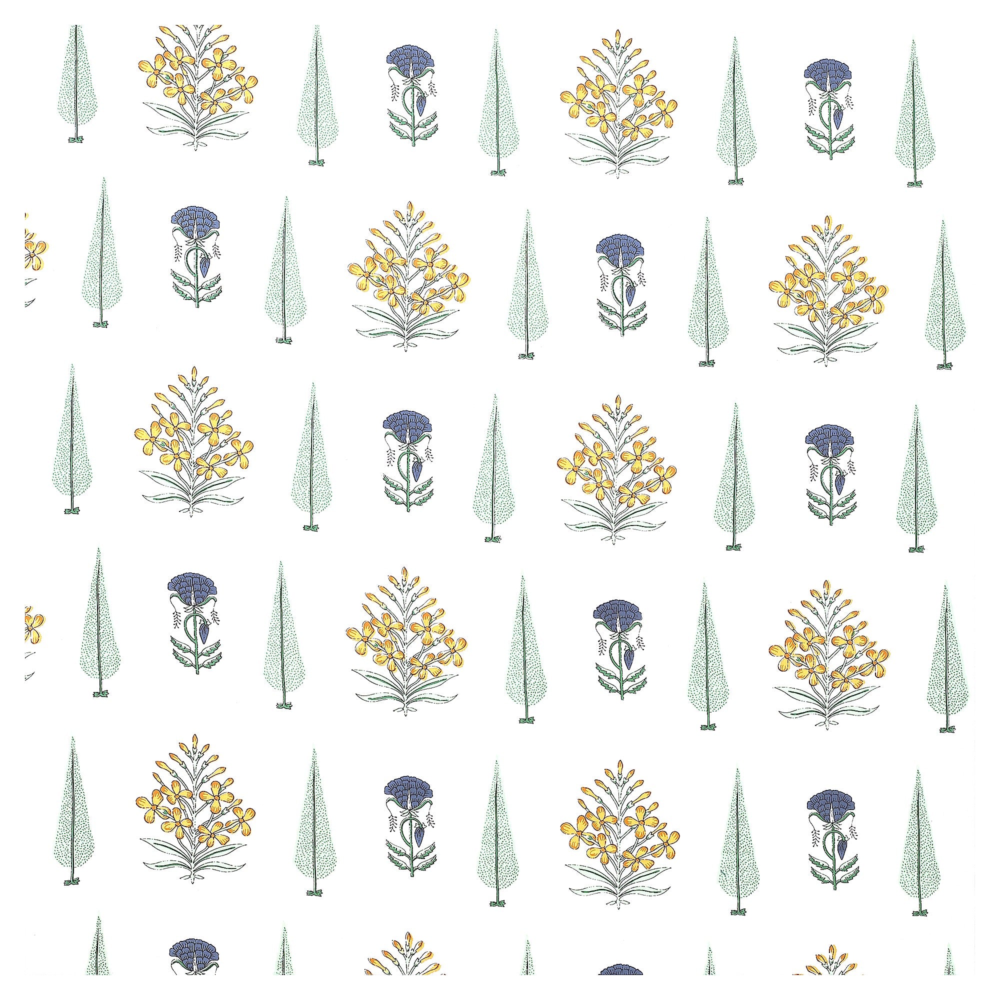 Saffron Meadow Buta Block Print Single Bedsheet