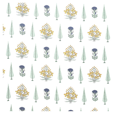 Saffron Meadow Buta Block Print Single Bedsheet