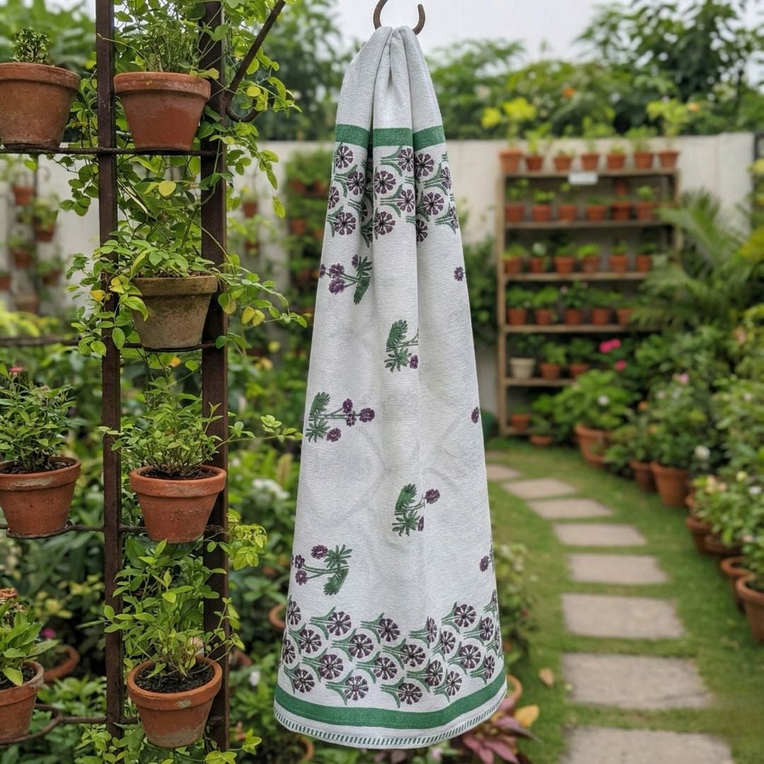 Wild Violet Block Print Bath Towel