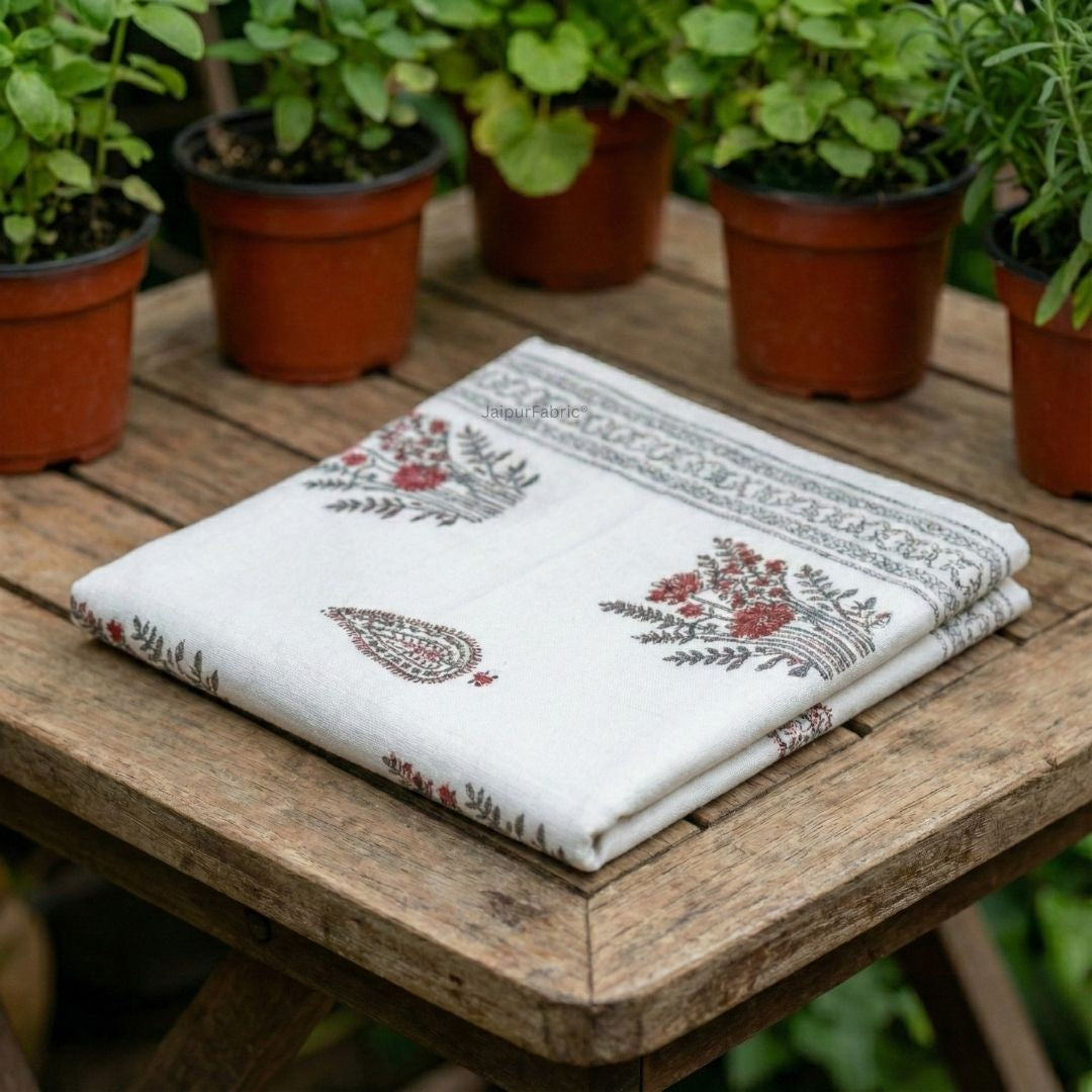 Crimson Bouquet Block Print Bath Towel