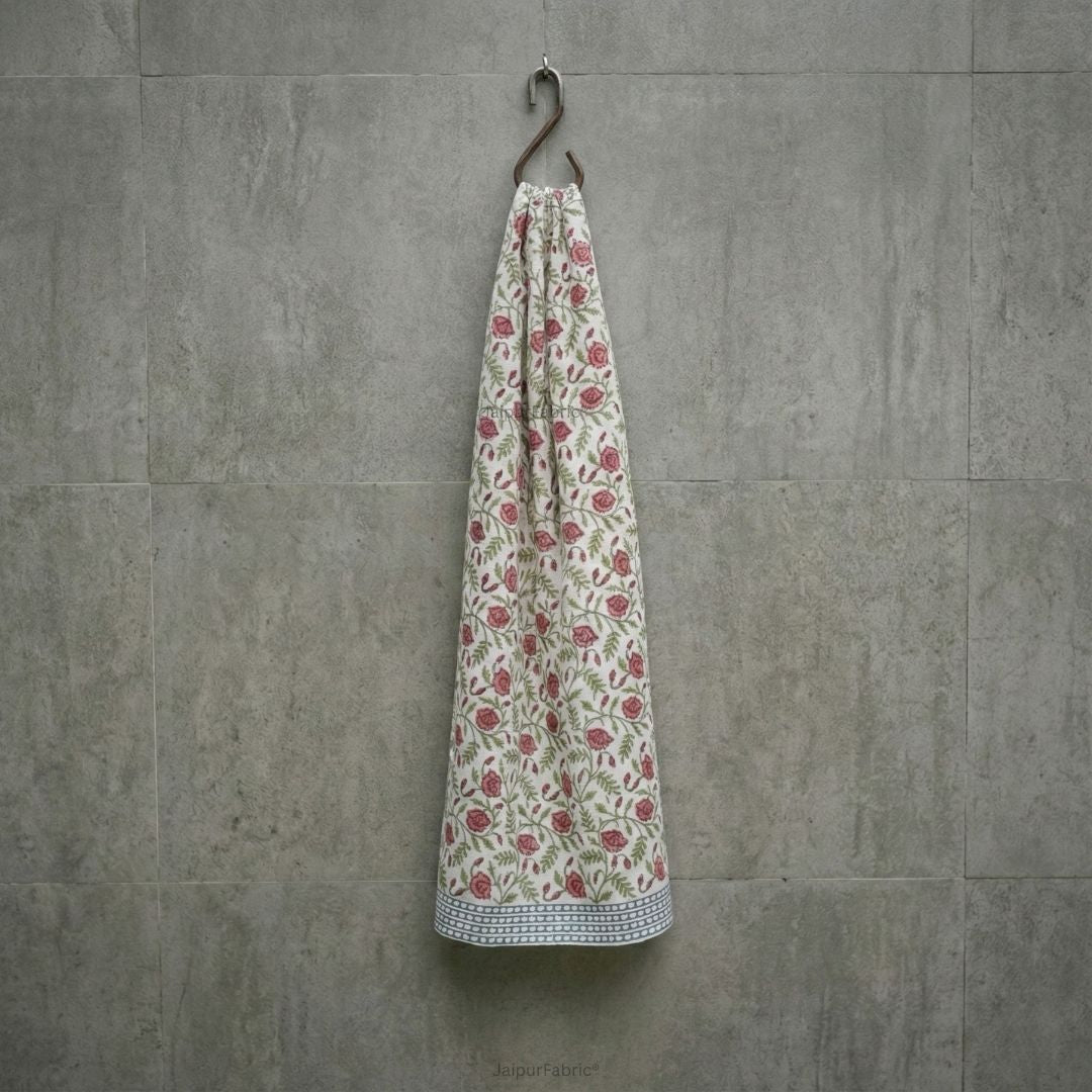 Scarlet Vine Block Print Bath Towel