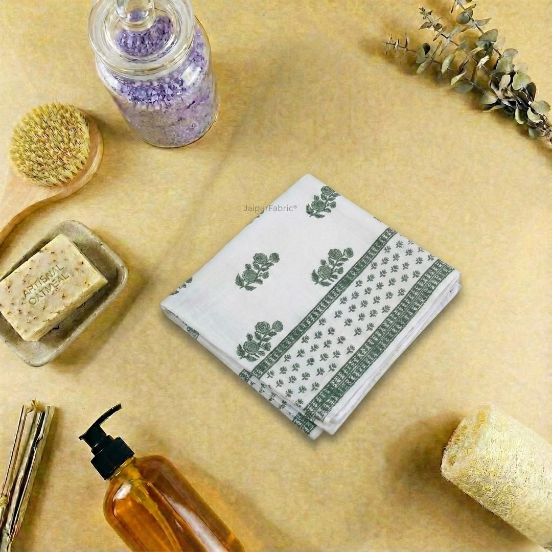 Emerald Garden Block Print Bath Towel