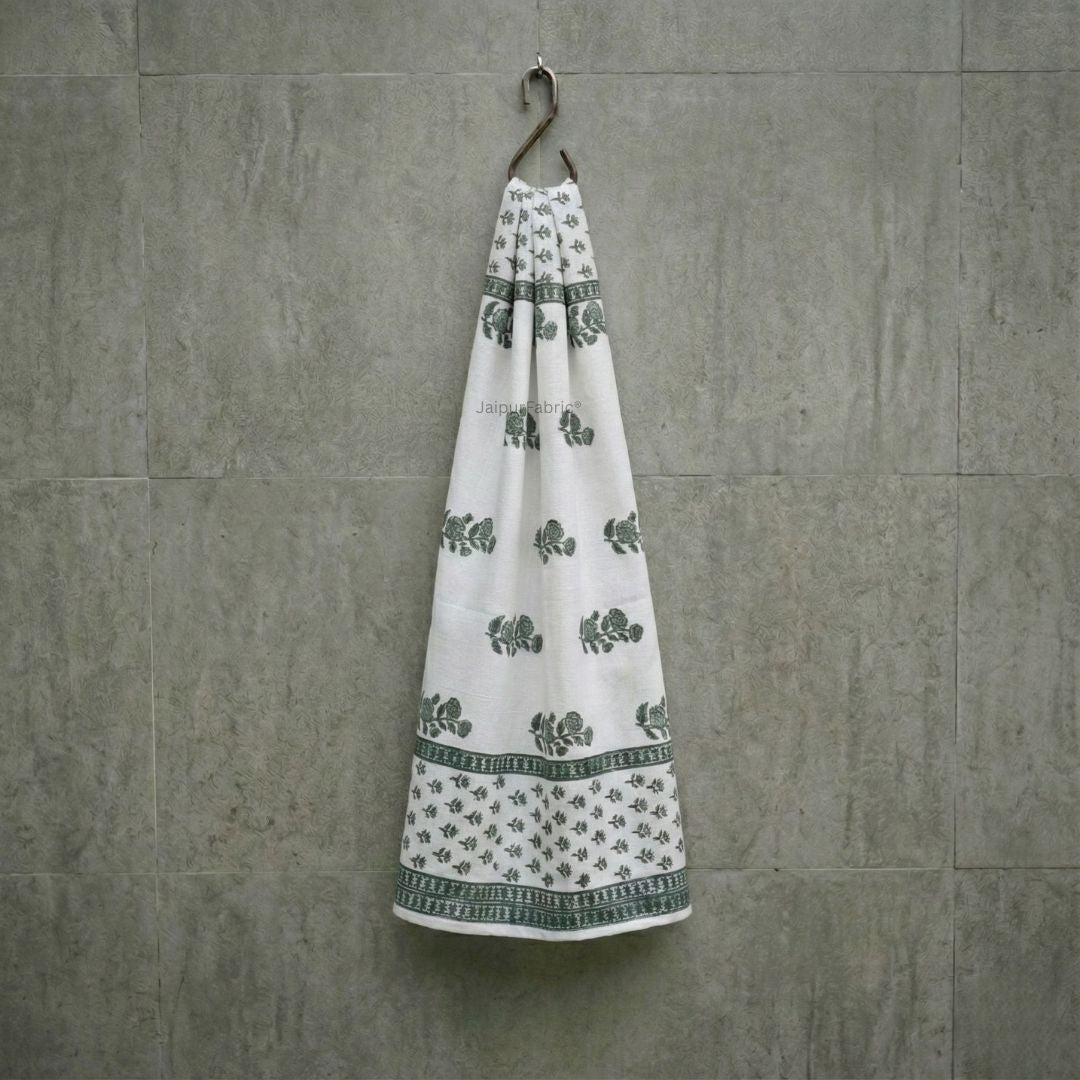 Emerald Garden Block Print Bath Towel