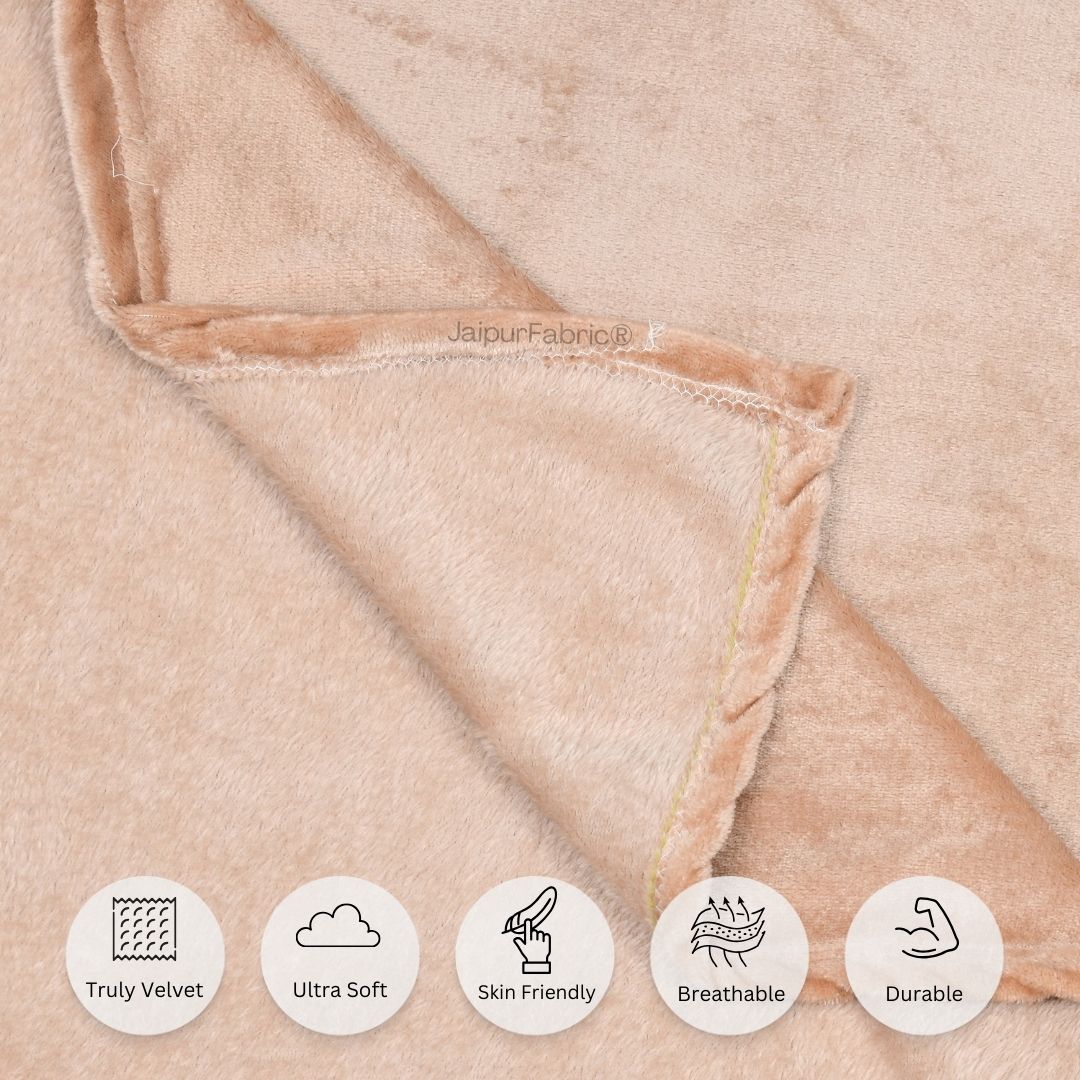 Elegant Blush Pink Soft Woolen Double Bedsheet with Matching Pillow Covers