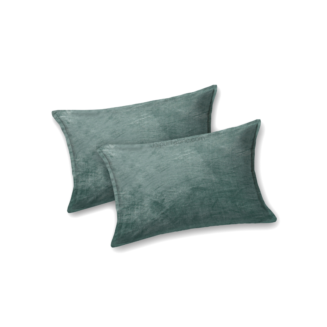 Serene Dark Green Soft Woolen Double Bedsheet with Matching Pillow Covers