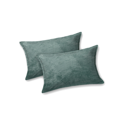Serene Dark Green Super Soft Velvet Double Bedsheet with Matching Pillow Covers