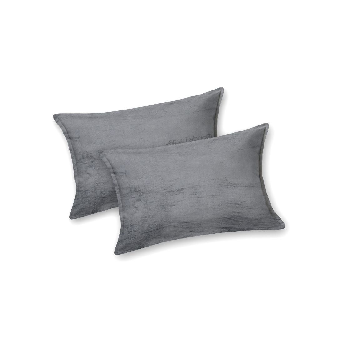 Modern Charcoal Gray Soft Woolen Double Bedsheet with Matching Pillow Covers