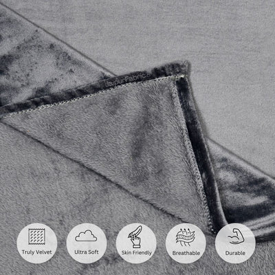 Modern Charcoal Gray Super Soft Velvet Double Bedsheet with Matching Pillow Covers