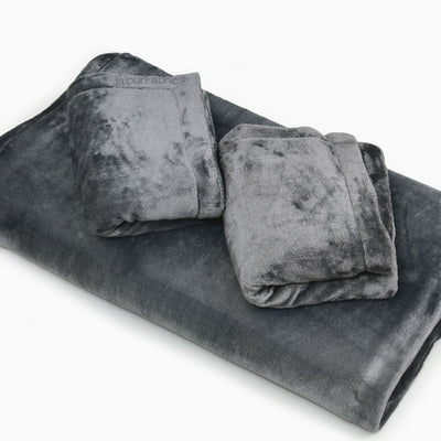 Modern Charcoal Gray Super Soft Velvet Double Bedsheet with Matching Pillow Covers
