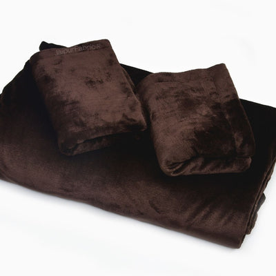 Classic Coffee Brown Super Soft Velvet Double Bedsheet with Matching Pillow Covers
