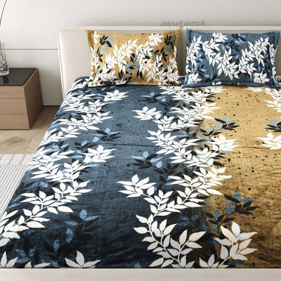 Midnight Gold Vine Cozy Super Soft Velvet Double Bedsheet
