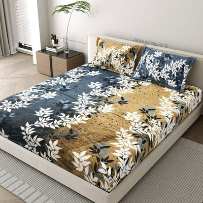 Midnight Gold Vine Cozy Super Soft Velvet Double Bedsheet