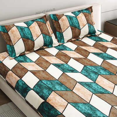 Cube Illusion Stylish Super Soft Velvet Double Bedsheet
