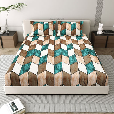 Cube Illusion Stylish Super Soft Velvet Double Bedsheet