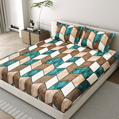Cube Illusion Stylish Super Soft Velvet Double Bedsheet