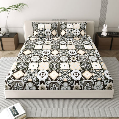 Classic Tile Symphony Super Soft Vevet Double Bedsheet