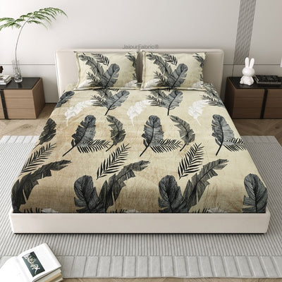 Serene Banana Leaf Print Super Soft Velvet Comfort Double Bedsheet