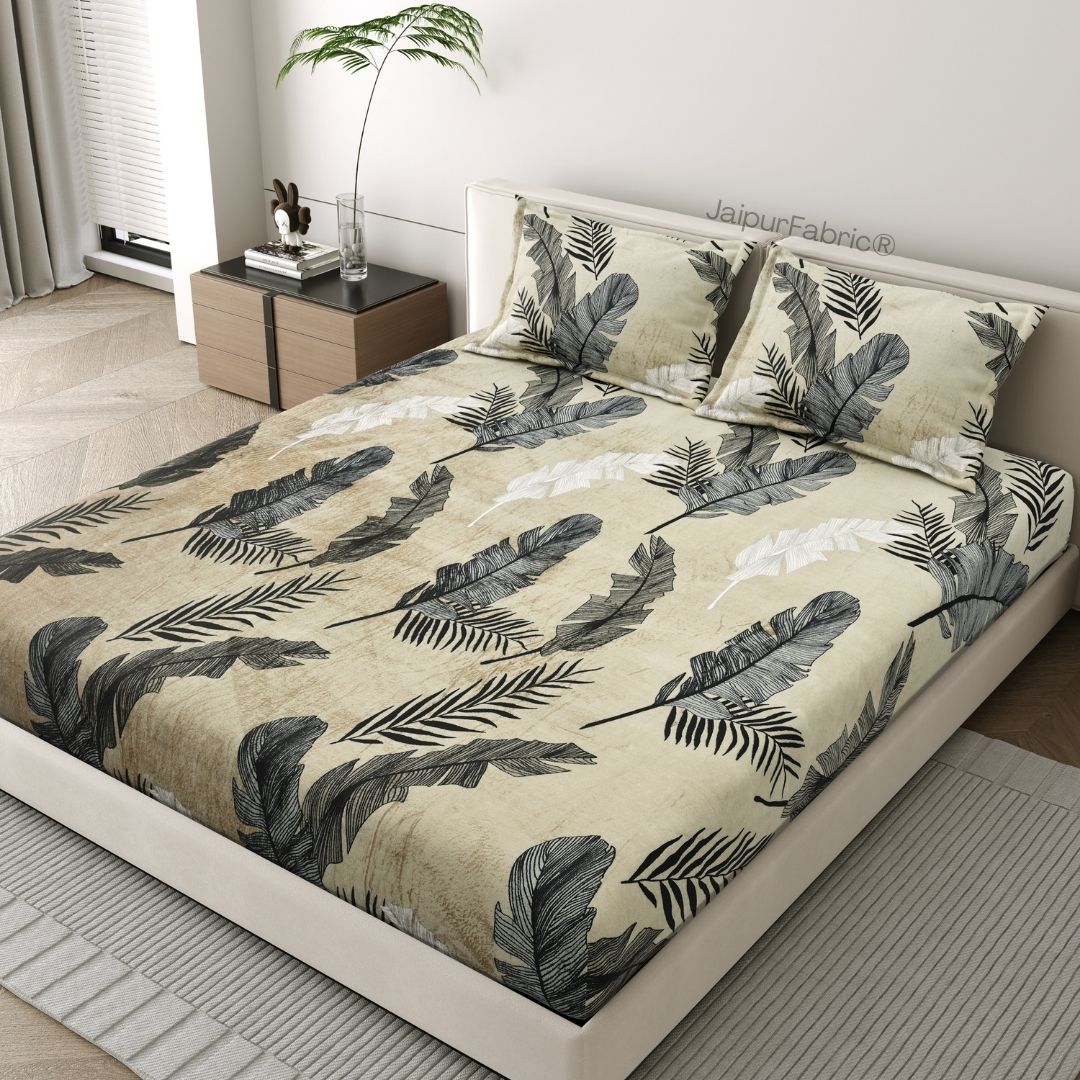 Serene Banana Leaf Print Woolen Comfort Double Bedsheet