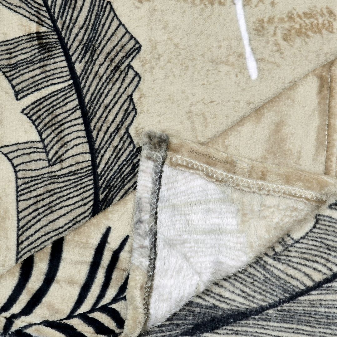 Serene Banana Leaf Print Woolen Comfort Double Bedsheet