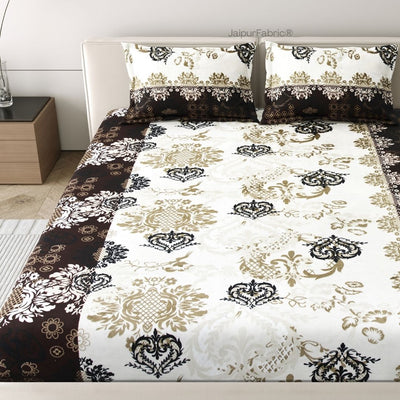 Timeless Black and Gold Floral Super Soft Velvet Double Bedsheet