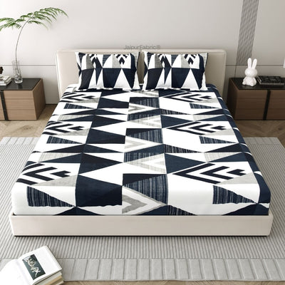 Geometric Black and White Super Soft Velvet Double Bedsheet