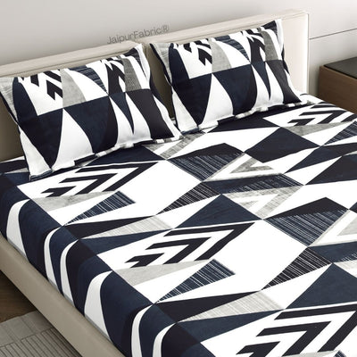 Geometric Black and White Super Soft Velvet Double Bedsheet