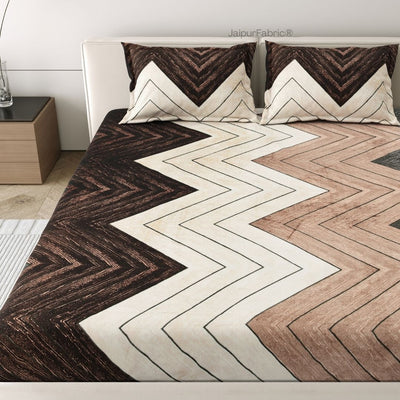 Rustic Zigzag Bliss Stylish Super Soft Velvet Double Bedsheet
