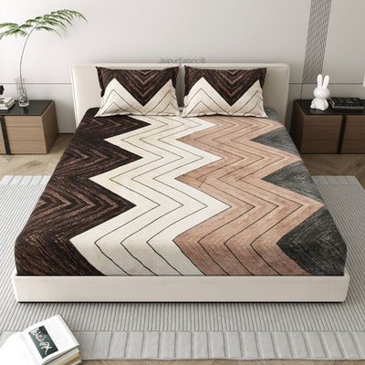 Rustic Zigzag Bliss Stylish Super Soft Velvet Double Bedsheet