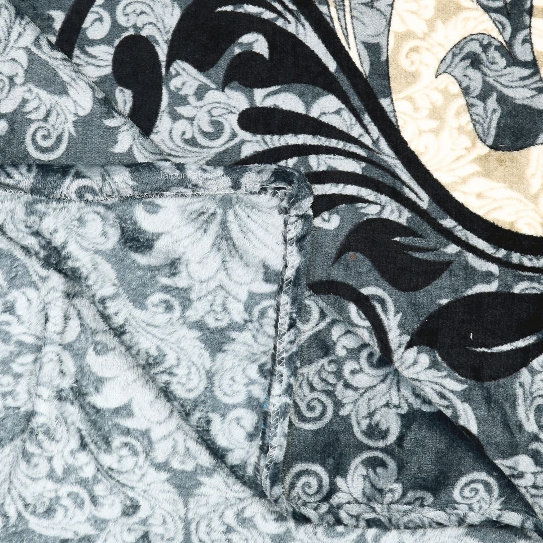 Royal Grace Intricate Floral Motifs Super Soft Velvet Double Bedsheet