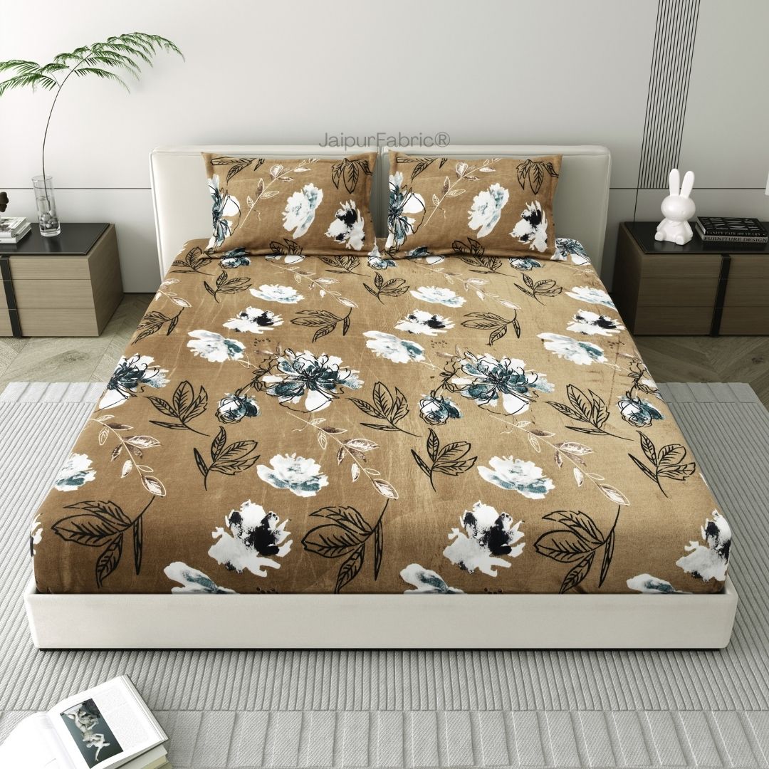 Rustic Flora Premium Super Soft Velvet Comfort Double Bedsheet