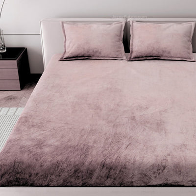 Rustic Rose Super Soft Velvet Double Bedsheet with Matching Pillow Covers